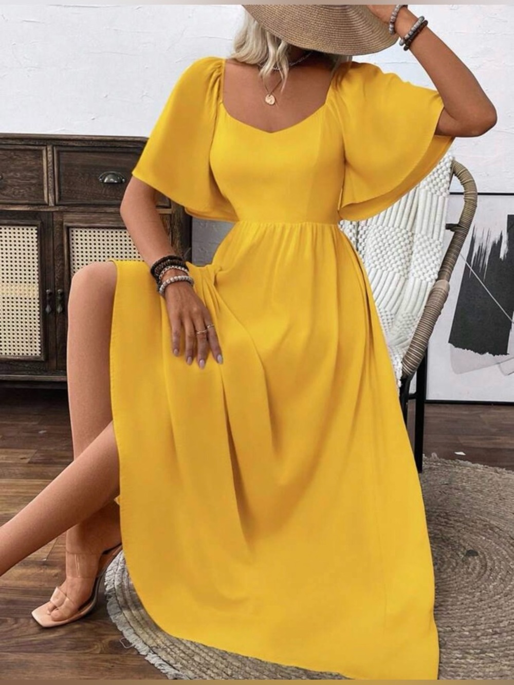 SHEIN Yellow Maxi Dress